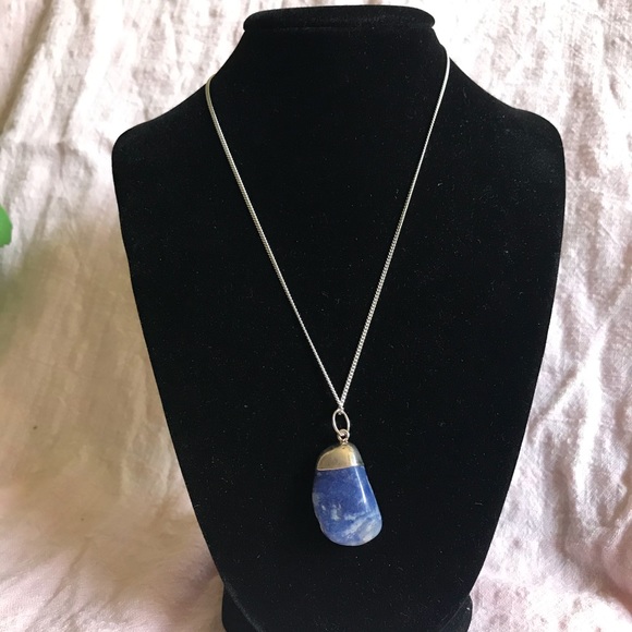 Rocks and Gems Blue Aventurine 925 Silver Necklace - Picture 4 of 11